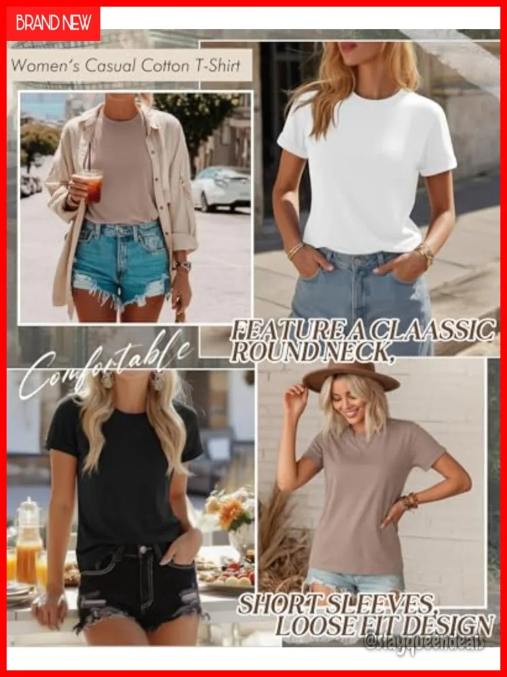 Cotton Crew Neck Short Sleeve T-Shirts 3 Pack Casual Tops